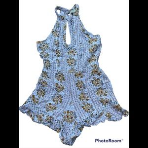 Indigo rein cut out back romper